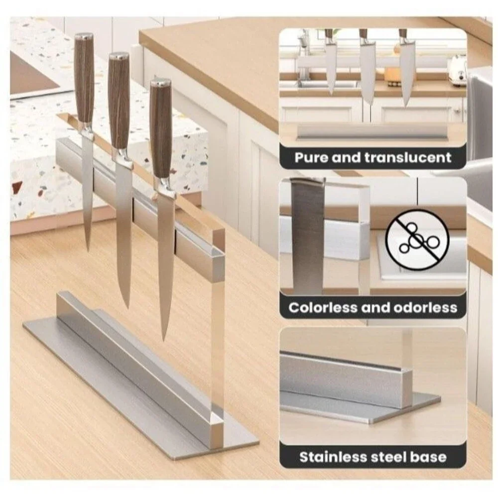THMINS Acrylic Magnetic Knife Block Double Sided Clear Kitchen Knife 16 X 10 NIB
